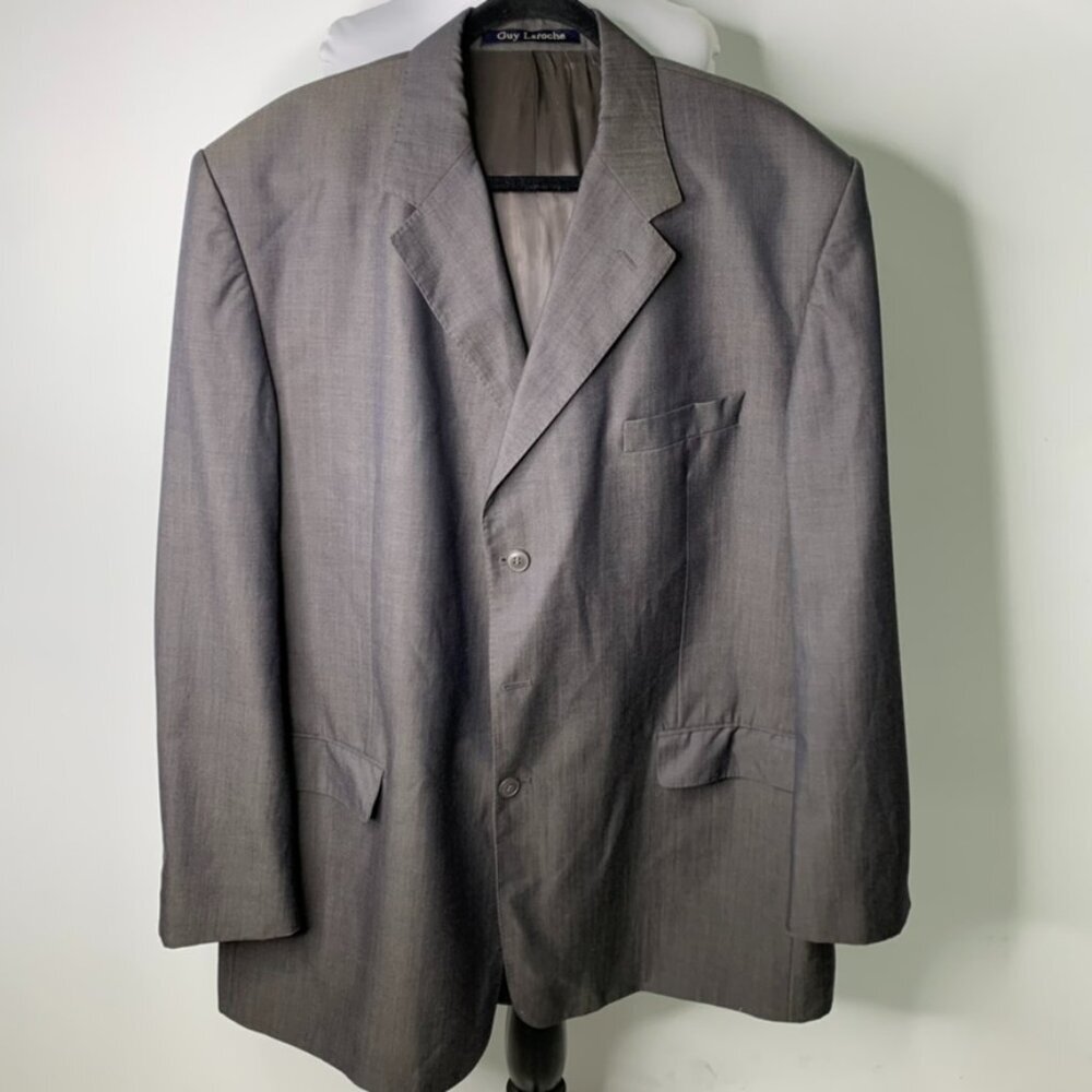 Vintage Guy Laroche Men's Gray Suit Blazer Jacket Size 60 Drop L4